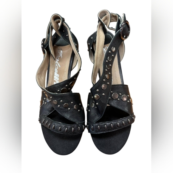 Dolcenera NWT Strappy Heel Black Leather Size 40 - Picture 3 of 9